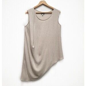 Niche Crepe Drape Tank - Assymetrical Hemline Gray XS